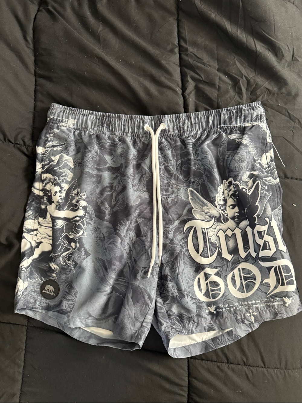 Ring of Fire Men's Graphic Shorts - Charcoal Gray & White